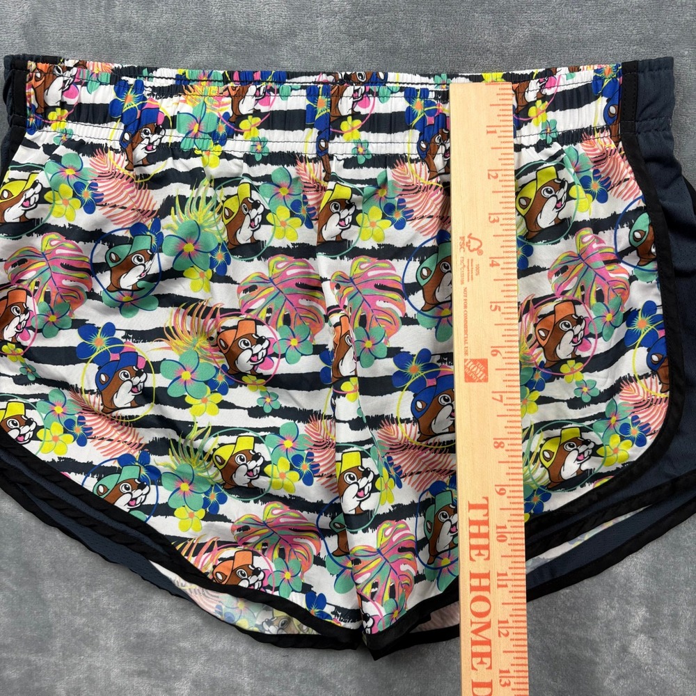 Buc-ee's Beaver Mascot Womens L Dolphin Running Shorts Tropical Lined Novelty - Picture 11 of 12